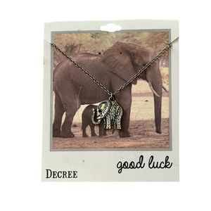 Decree "Good Luck" Silver-Toned Elephant Necklace NWT
